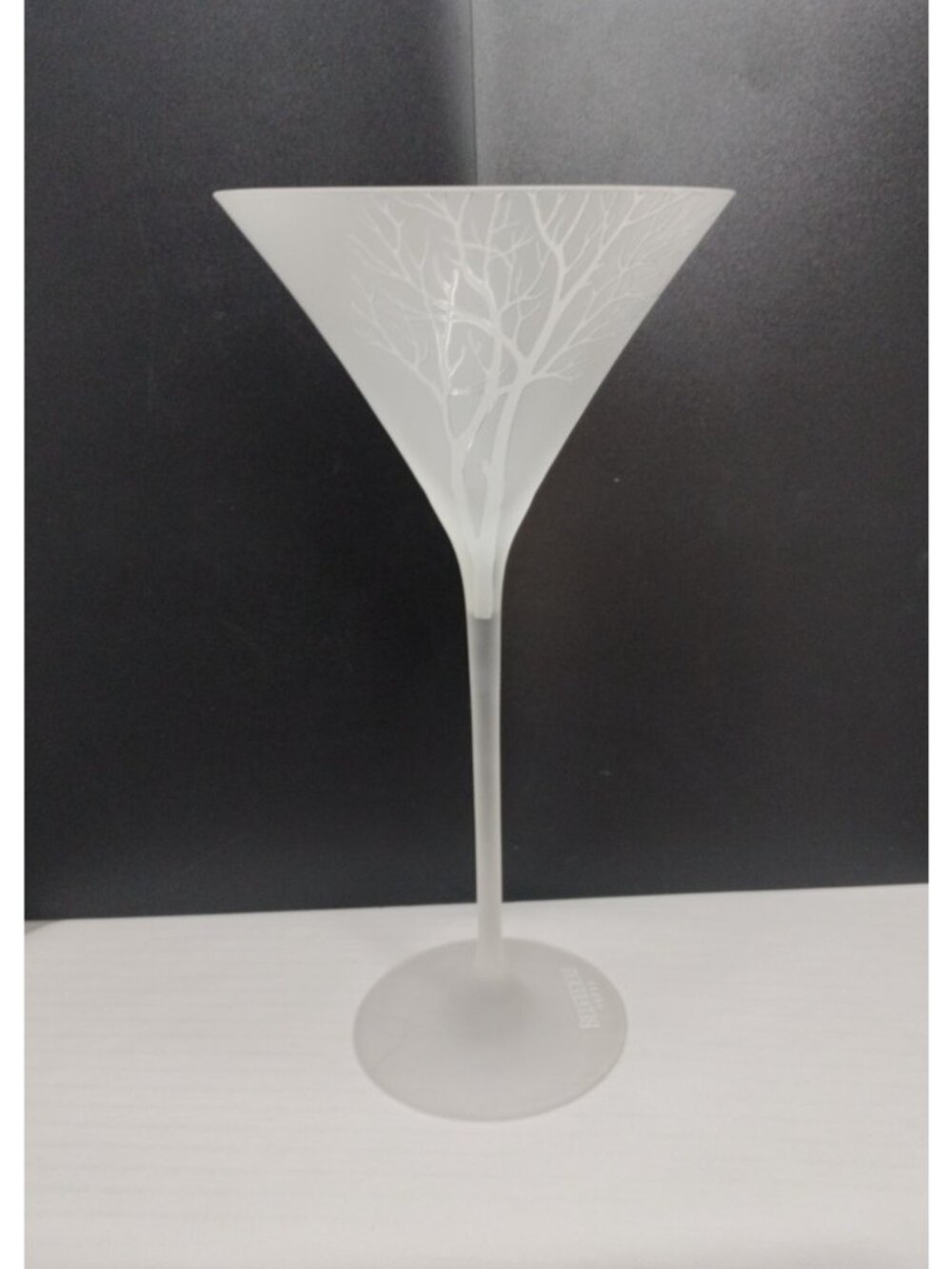 Collectible, frosted glass, Martini glass Belvedere vodka tree design 9”x4"